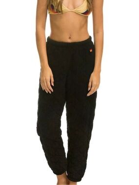 Aviator Nation Black Quilted Jogger Pants